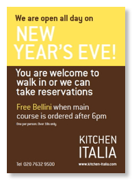 Kitchen Italia new year's eve poster design