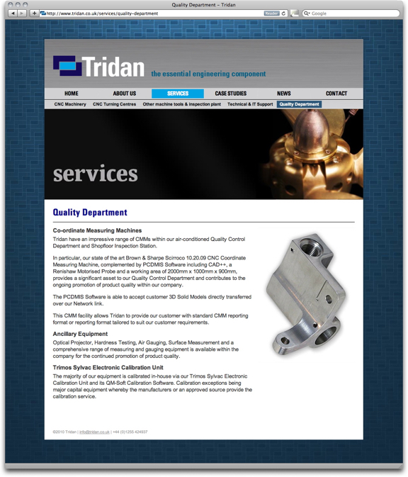 tridan web site design services page