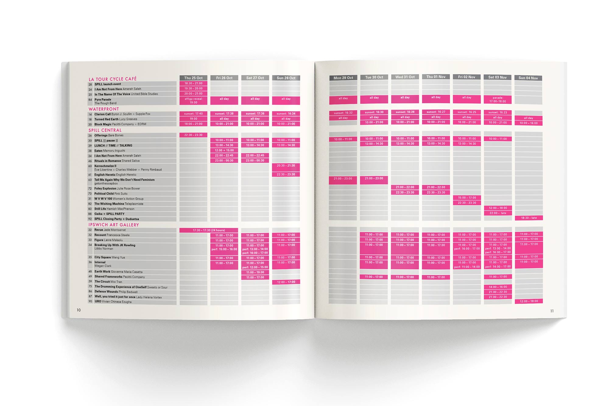 SPILL programme timetable